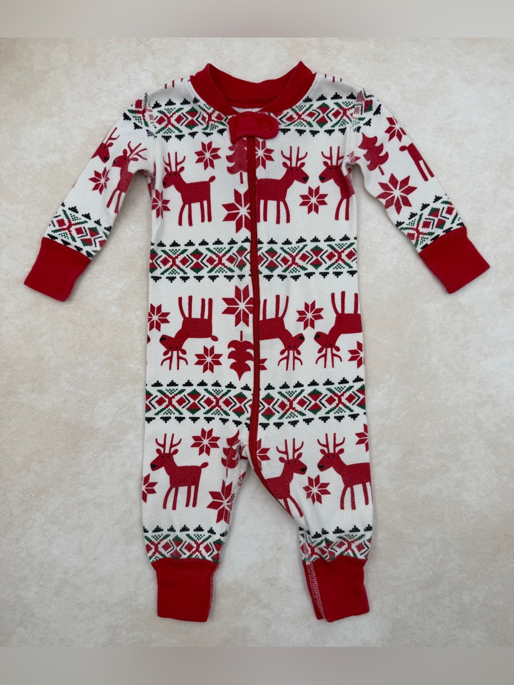 Hanna Andersson Red & White Reindeer Zippy Sleeper 60